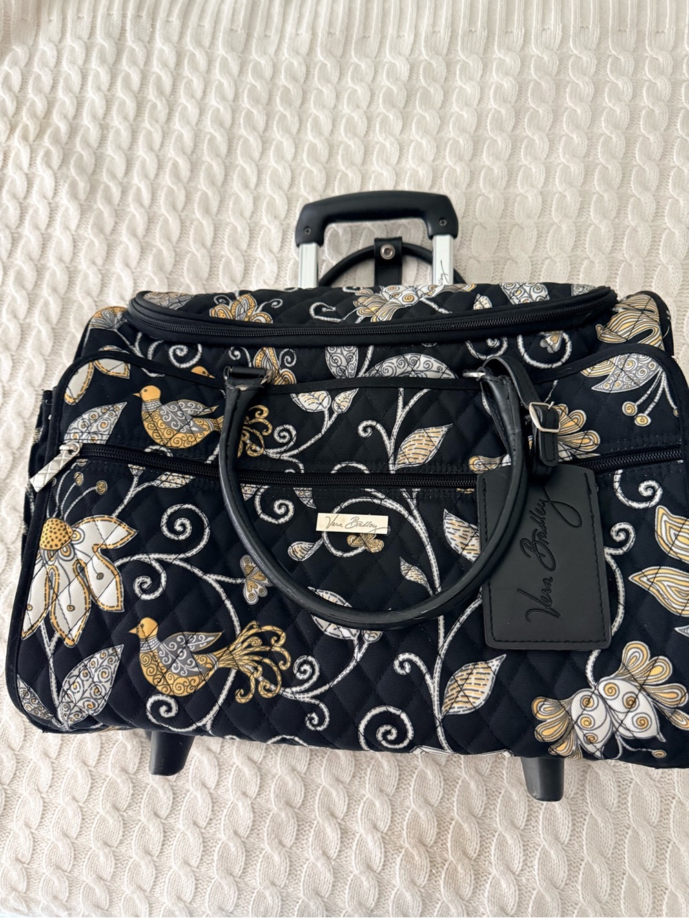 Vera Bradley Retired Yellow Bird 17" Rolling Trolley Travel Tote Suitcase Carryo